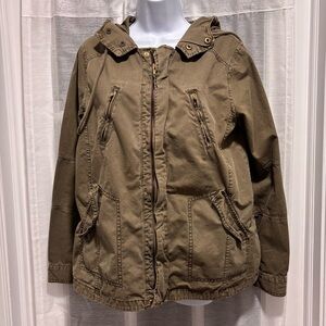American Eagle Women’s Olive Green Utility Hooded Jacket Military Field Medium